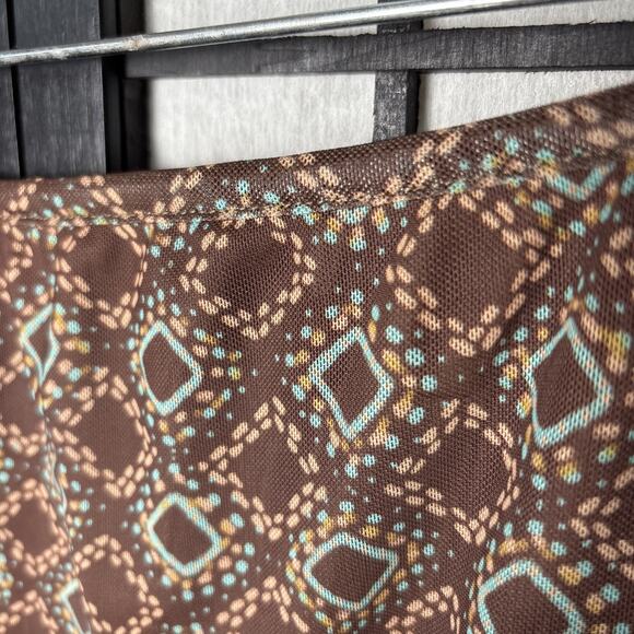 Y2K Mesh Mini Skirt Brown Geo Print 60's‎ 70's Vintage Style - Picture 3 of 7
